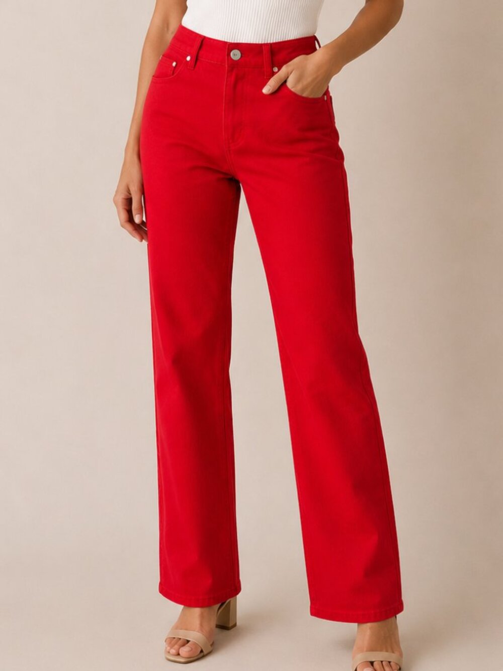 Vibrant Dolcezza Red Straight Leg Pant W30 6 casual lightweight stretch comfy